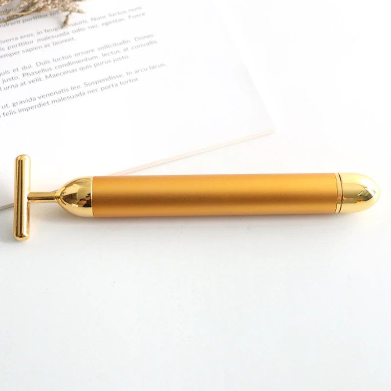 Красота бар 24k золотой импульсный массажер для лица T Форма маска мгновенный уход