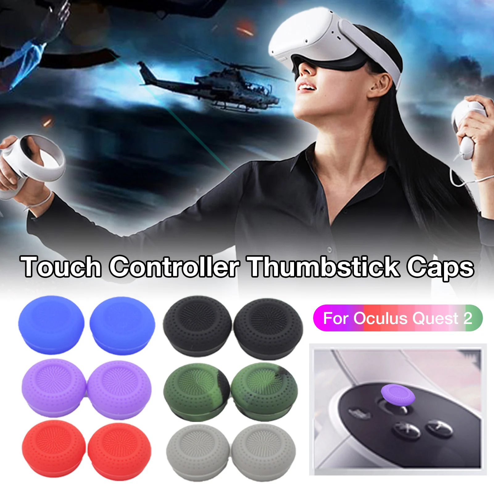 

12pcs Silicone Thumb Stick Grips Cover Caps For Oculus Quest 2 VR Controller Thumbstick Caps For Oculus Quest 2 Rift S VR