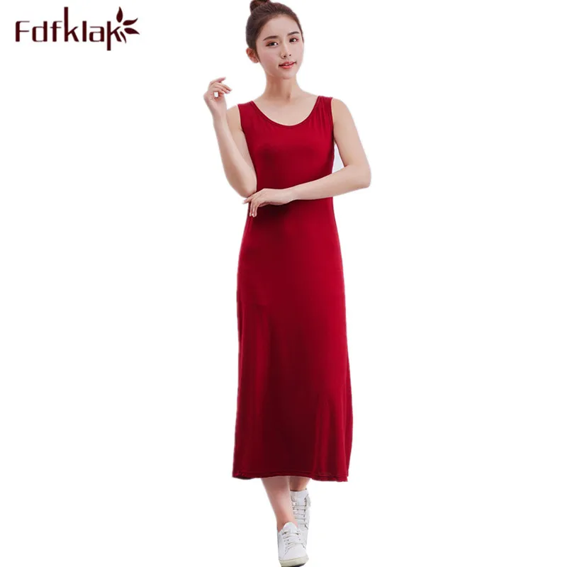 

Long sleepwear dress women sleeveless vest nightdress modal cotton nightwear female nightshirt slim nightgown nuisette femme