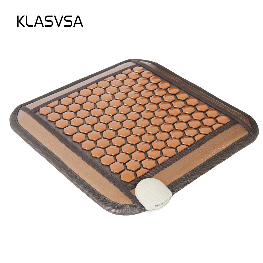 KLASVSA Electric Heating Natural Germanium Stone Foot Massage Cushion Health Care Tourmaline Mat Reflexology Pain Relief | Красота и