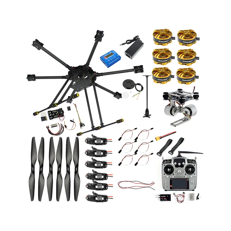 

FEICHAO T850 850mm 6-Axle Carbon Fiber Frame Kit 4108 380KV Brushless Motor 40A ESC With 2-Axle Assembled Brushless Gimbal AT10