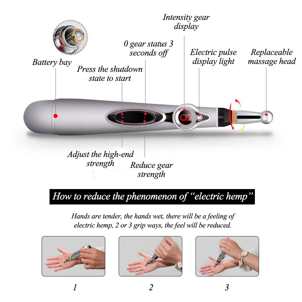 Электронный иглоукалывание ручка стимулятор массажер для акупунктуры Лазерная