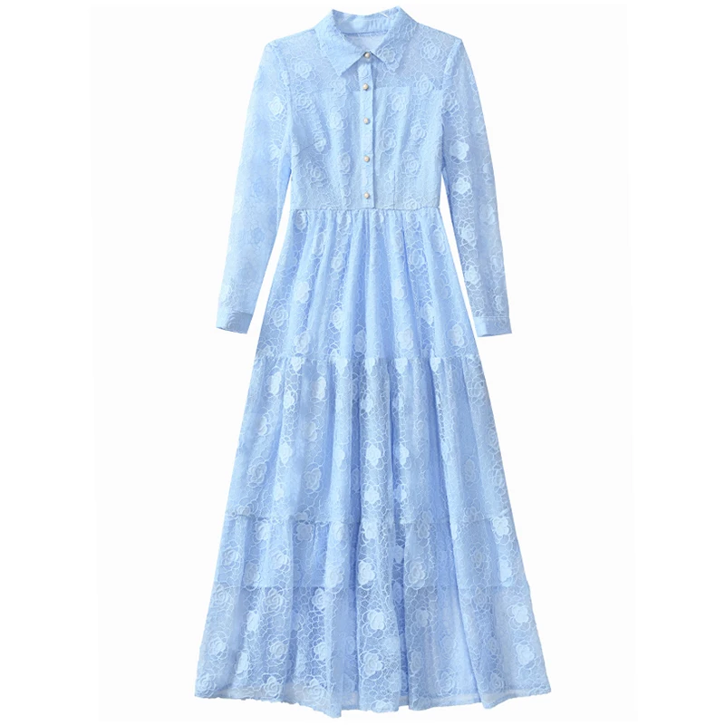 Женское кружевное платье-макси с цветочным узором