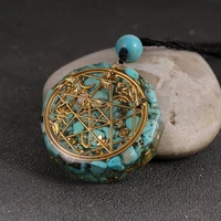 natural stone turquoises chips gravel pendant oronge necklace yoga healing reiki energy orgonite fortune tellin pendulum jewelry
