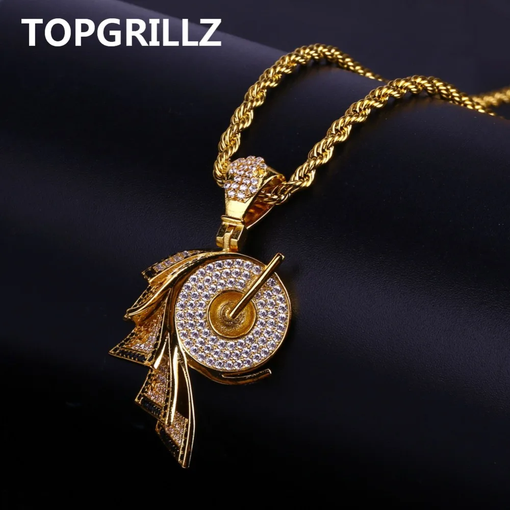 TOPGRILLZ хип хоп микро проложить кубический циркон ожерелье бумага и Кулон Полный Iced Out Золото Цвет PlatedNecklace ювелирные изделия 24 дюймов