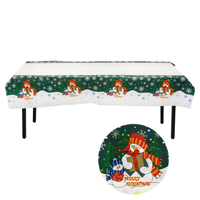 1pc tablecloth T08 НОВАЯ РОЖДЕСТВЕНСКАЯ скатерть с принтом, бумажные полотенца, креативная ПВХ скатерть, новогодняя Рождественская настольная одноразовая посуда, принадлежности - Цвет: 1pc tablecloth T08