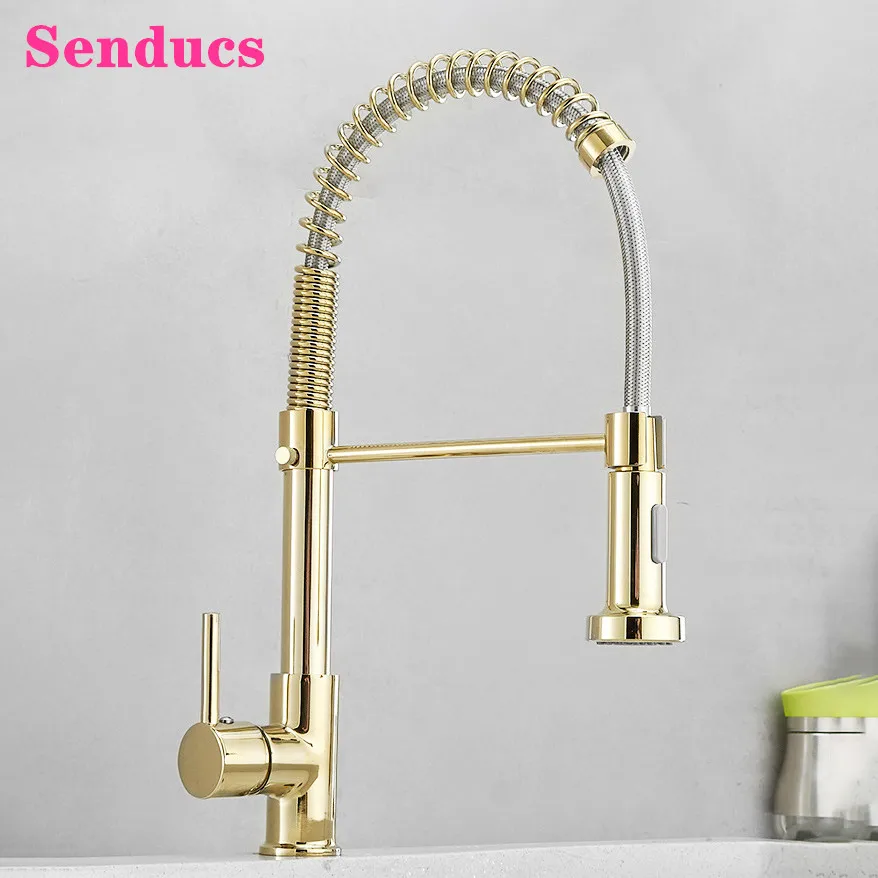 Качественный латунный кухонный смеситель на весну Новое поступление золотые