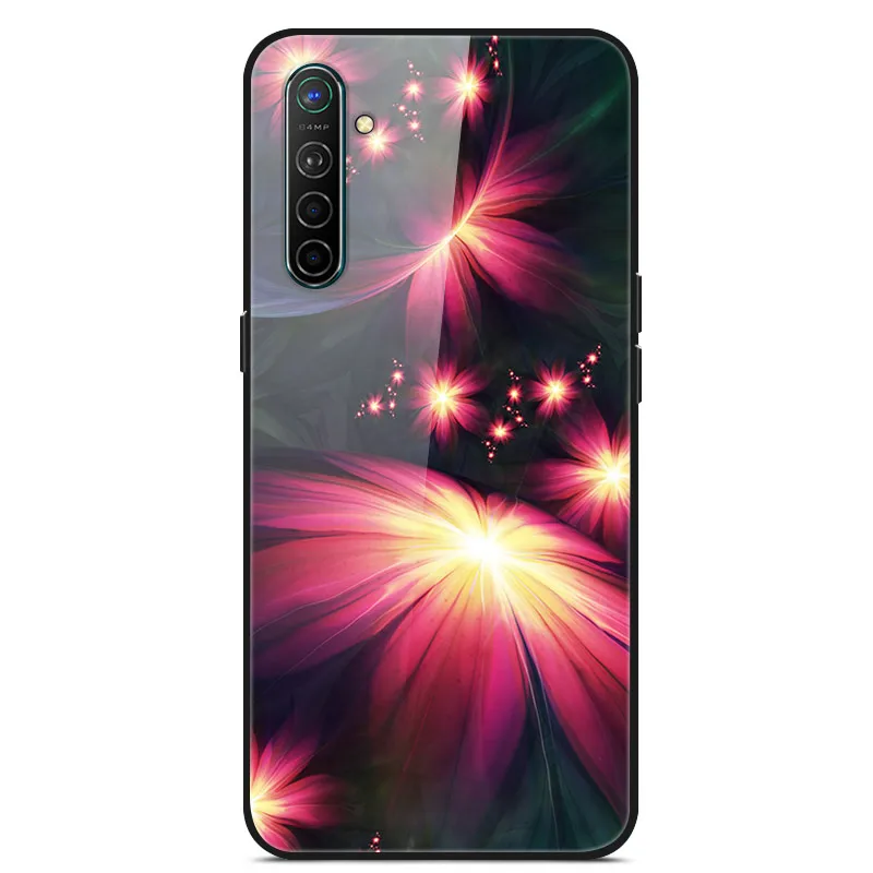 Чехол для Oppo Realme X2, чехол из закаленного твердого стекла для Oppo Realme XT X2 Pro, чехол, мягкий силиконовый бампер с принтом - Цвет: Фиолетовый
