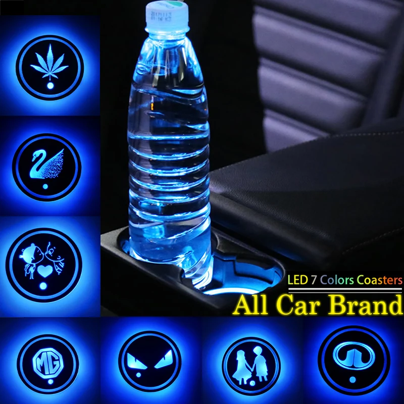 

1pcs Car Drink Holder Atmosphere Coaster Auto Goods for Jeeps Logo Renegade Wrangler JK Grand Cherokee XJ Willys Compass Command