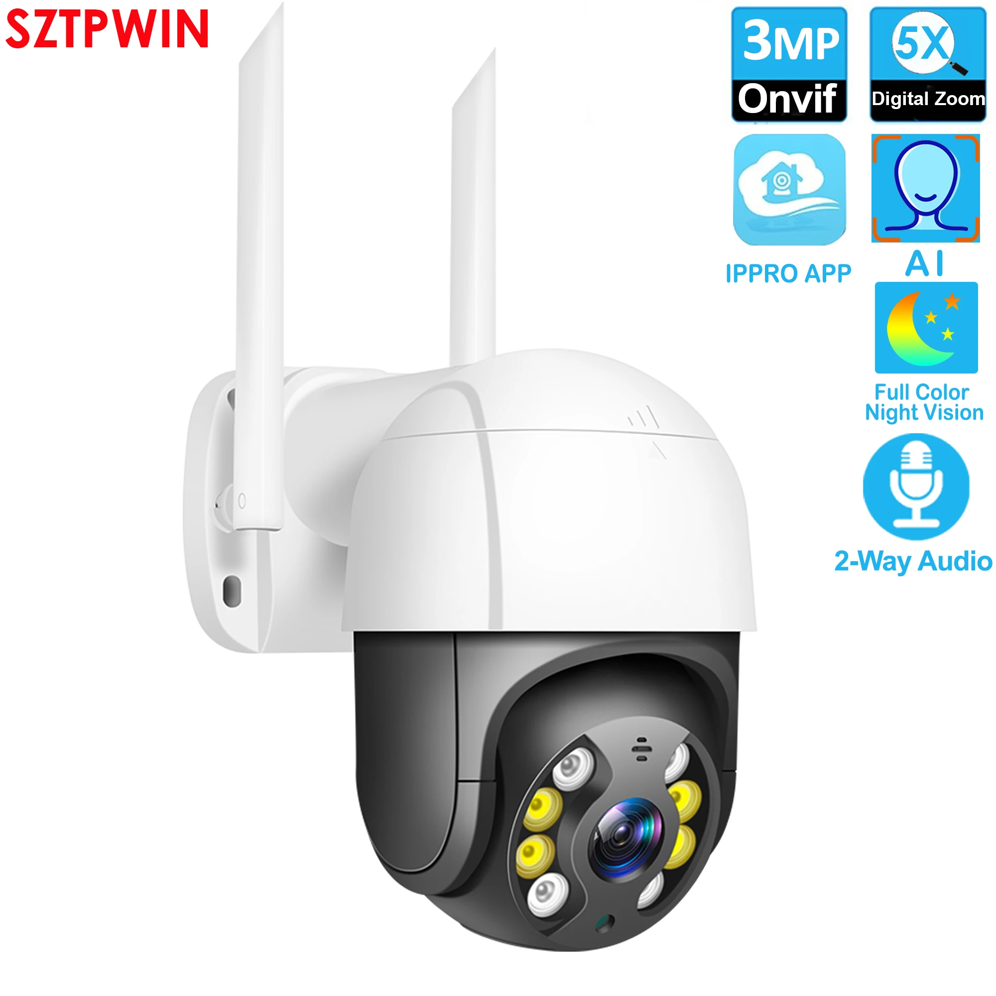 Камера Наружного видеонаблюдения беспроводная 1080 МП PTZ IP Wi-Fi 5-кратный зум NVR