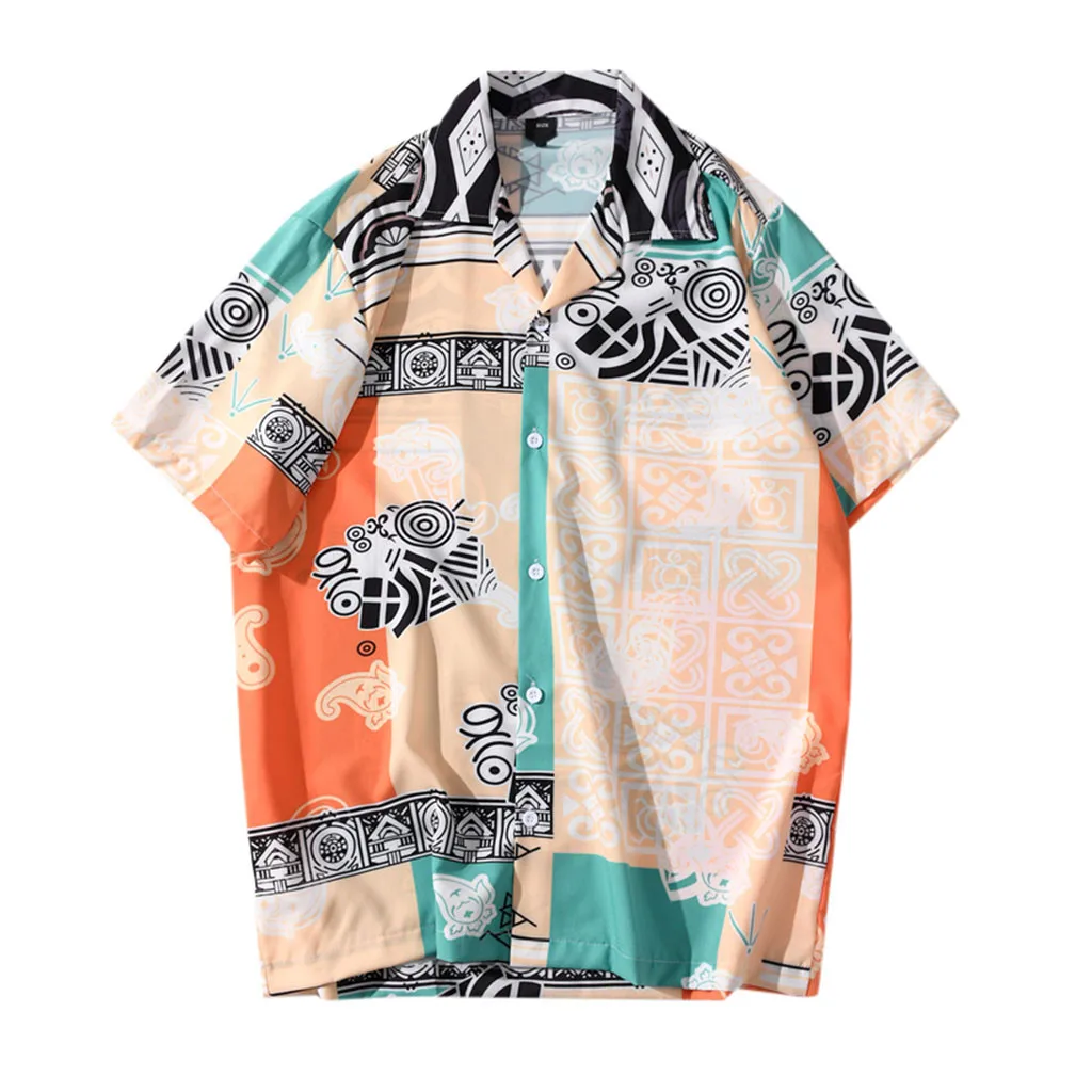 Мужская рубашка с 3D принтом рубашки на пуговицах коротким рукавом уличная одежда