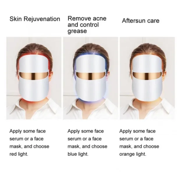 Светодиодный инструмент для маски лица 3 цвета фотонный светильник ухода за