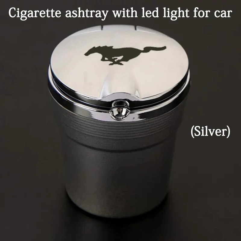 

Universal Car ashtray with LED light cigarette Office Ashtray smoke Cigarette Ashtray for ford Mustang GT SHELBY Car interior