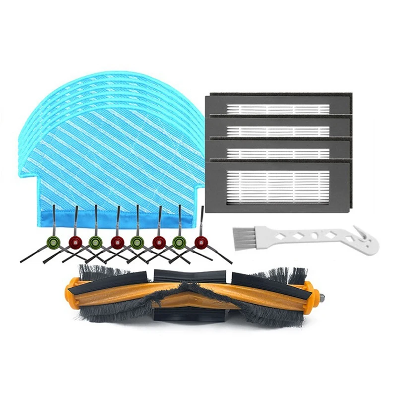 

Replacement Parts Kits for Ecovacs DN55 DN520 DN56 Robot Vacuum Cleaner 1 Main Brush 8 Side Brushes 4 HEPA Filters 6 Mop