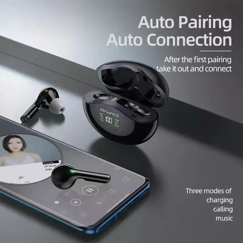 awei t12p earbuds tws wireless earphone bluetooth for huawei oppo xiaomi redmi gaming sport ear bud 390mah mic charging case free global shipping