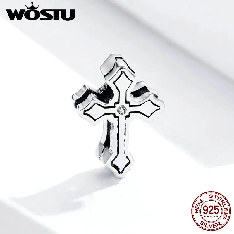 925 пробы Серебряный простой ретро крест Амулеты Бусы WOSTU Новое поступление