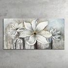 Mintura ручная роспись белые цветы ткань масляная живопись большая настенная Картина на холсте искусство для украшения офиса Вечерние