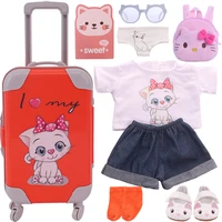 cute cat series t shirtsuitcasebakpackshoesunderwearfor 18inch american doll43cm nicole babygirl doll clothesgifts