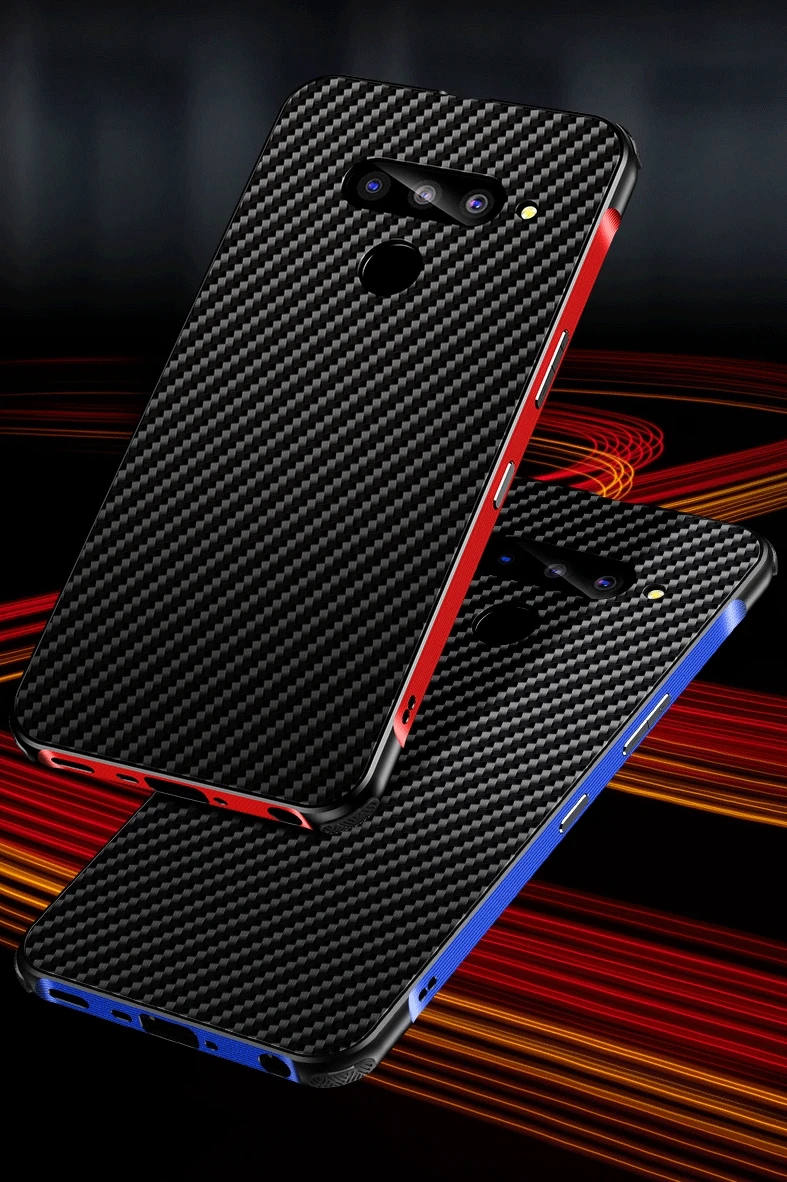 Чехол для LG V50 V40 чехол thinq металлический алюминиевый бампер рамка углеродное волокно текстура PC задний Чехол для LG G8 G7 чехол thinq