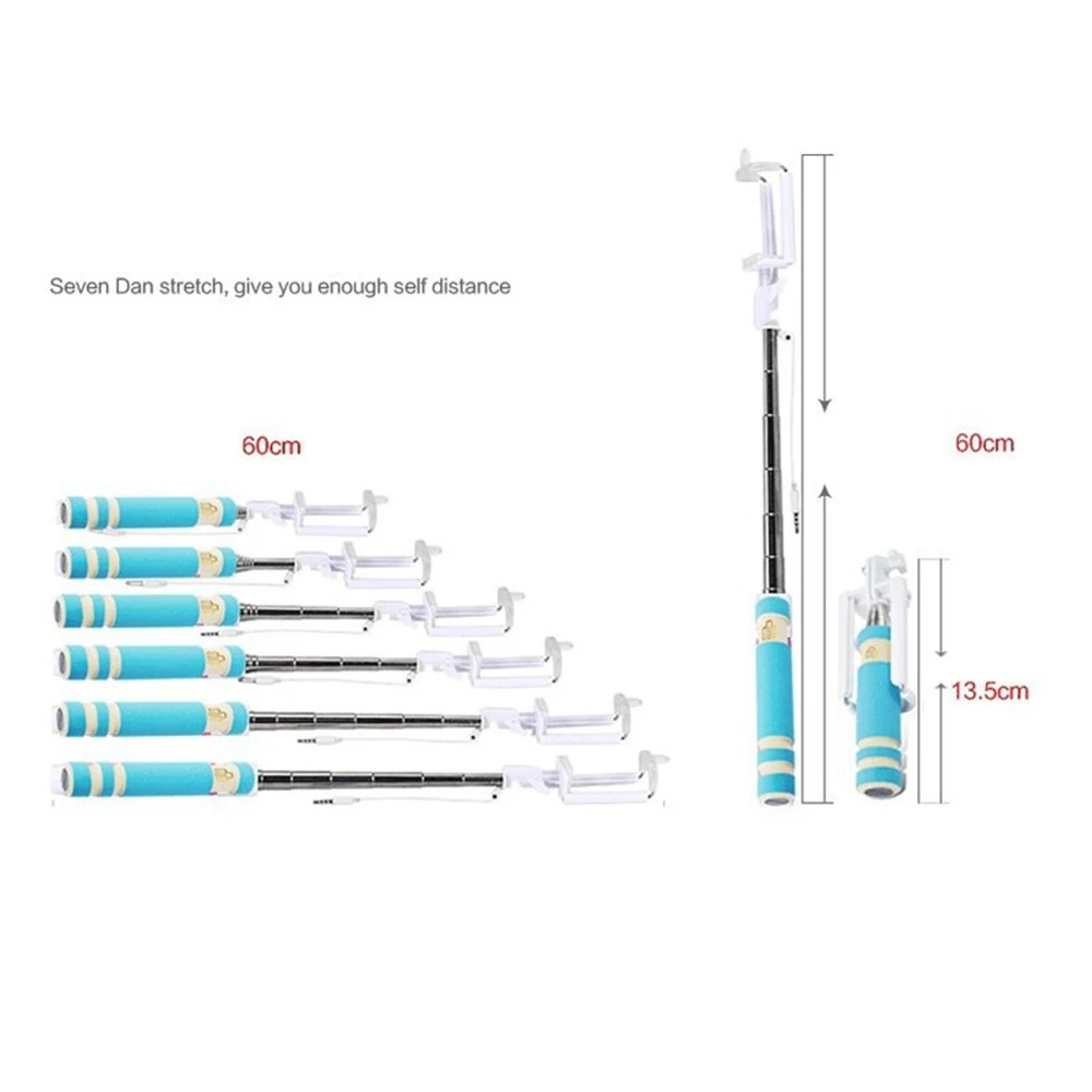 Портативный мини выдвижной ручной монопод для селфи проводной пульт