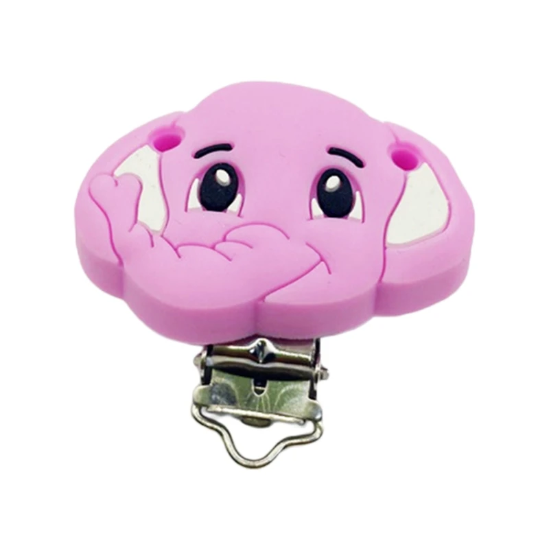 

Cartoon Animal Elephant Pacifier Clips Food Grade Silicone Baby Teether Clasp