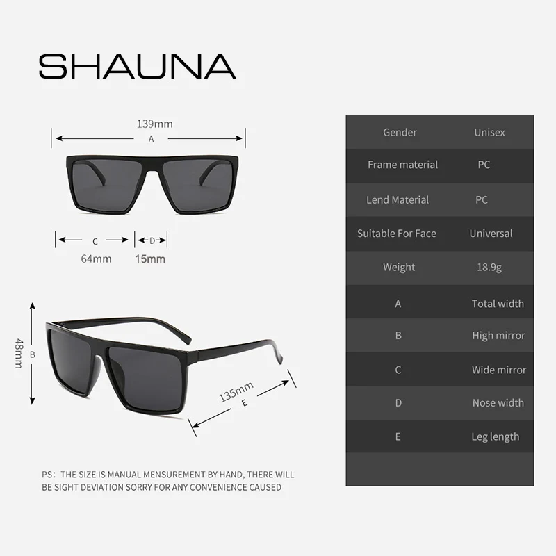 SHAUNA с плоским верхом HD поляризованные солнцезащитные очки для мужчин Ретро негабаритных вождения очки Квадратные для женщин