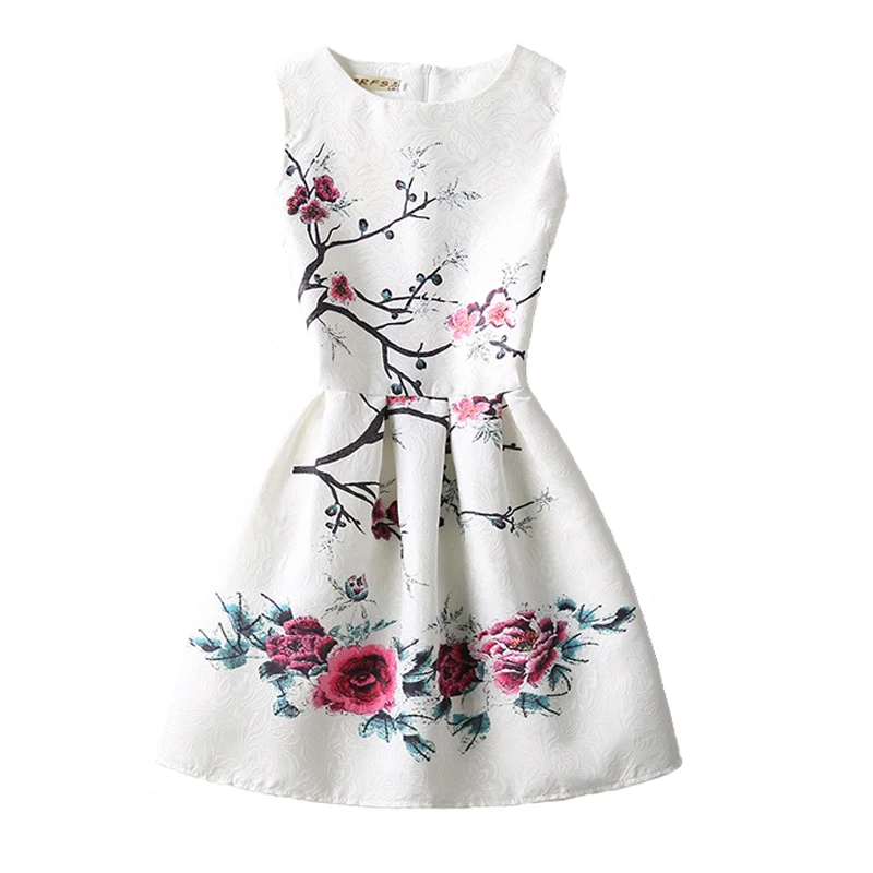 Little Girls Dress Sleeveless Art Butterfly Flower Teens Kids Tutu for Princess Dresses Birthday Party Clothes | Детская одежда и