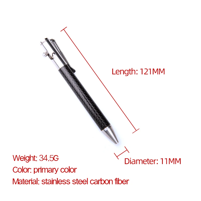 

Outdoor Survival Carbon Fiber Tactical Pen Tungsten Steel Head Ceramic Round Head Self-defense Pen Broken Window Pen EDC