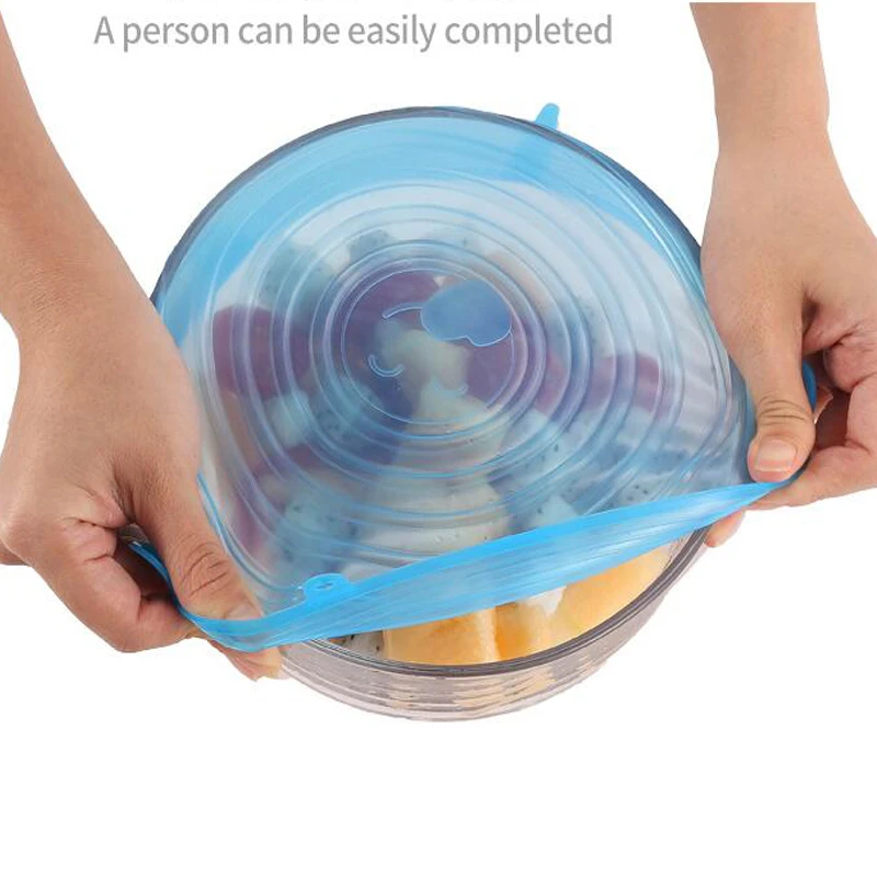 6 шт. многоразовые силиконовые эластичные крышки универсальная крышка