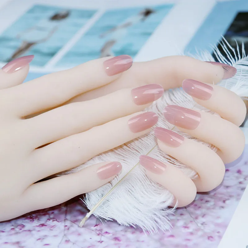 style1 24 шт. великолепные накладные ногти цвета розового золота, блестящие накладные ногти с острым носком, накладные ногти с полным покрытием, Длинные накладные ногти для девочек - Цвет: style1
