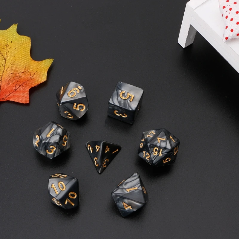 7 шт. многогранные игральные кости золотые цифры для Dragon Pathfinder D20 D12 2xD10 D8 D6 D4 | Спорт