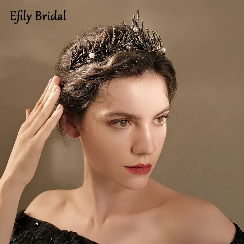 

Efily Pearl Wedding Crown Branch Tiara Bride Headpiece Vintage Hair Accessories Women Jewelry Bridal Headwear Bridesmaid Gift