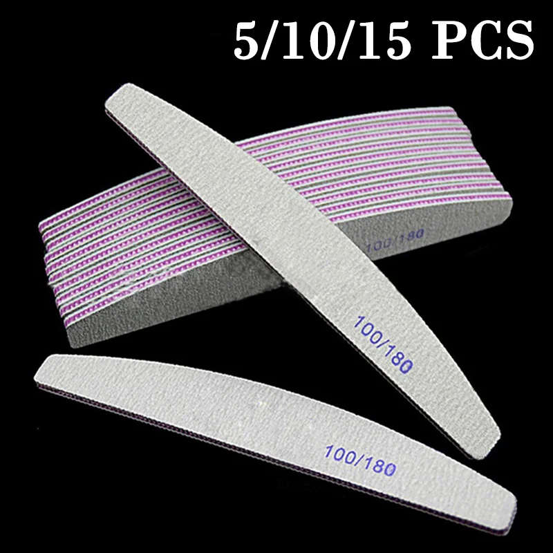 

5 Pcs Professional Nail File 100/180 Semicircle Coarse sand degumming accessories manicure supplies