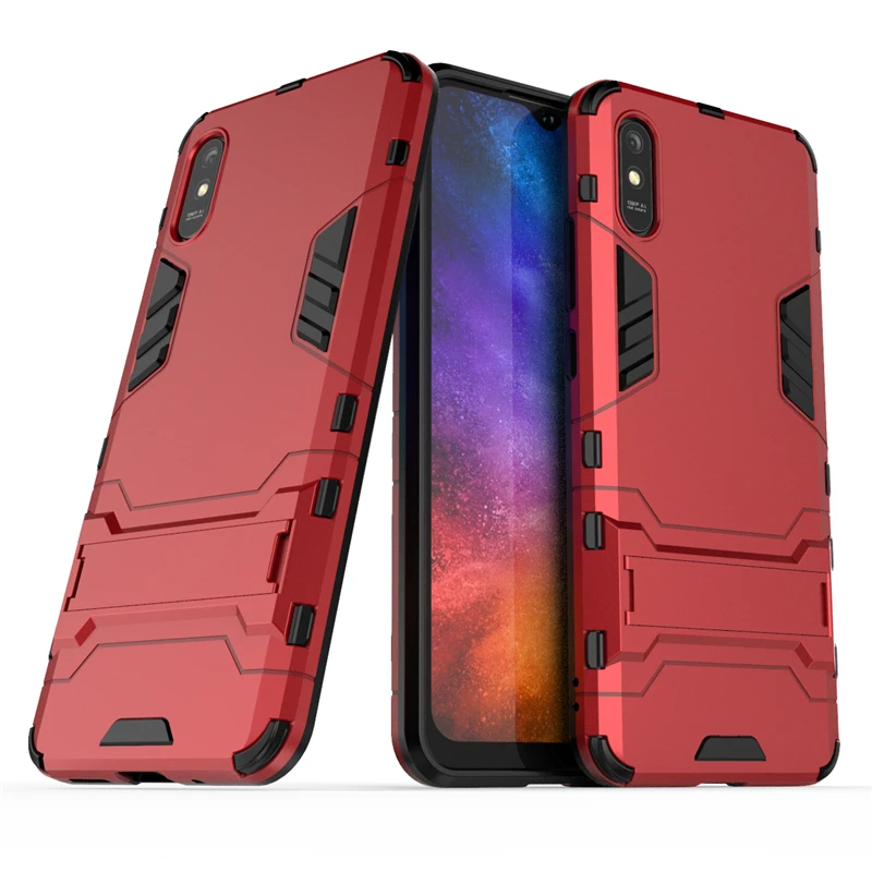 Чехол для Xiaomi Redmi 9A чехол резина + жесткий пластик задняя крышка с подставкой 7 8 9 6A