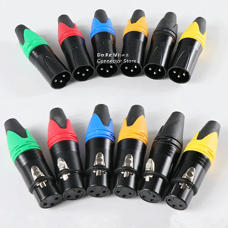 

10PCS 3 Pin XLR Plug Jack Male / Female Microphone Connector MIC Adapter XLR Cable Termininal Audio Wire Connector colours DIY