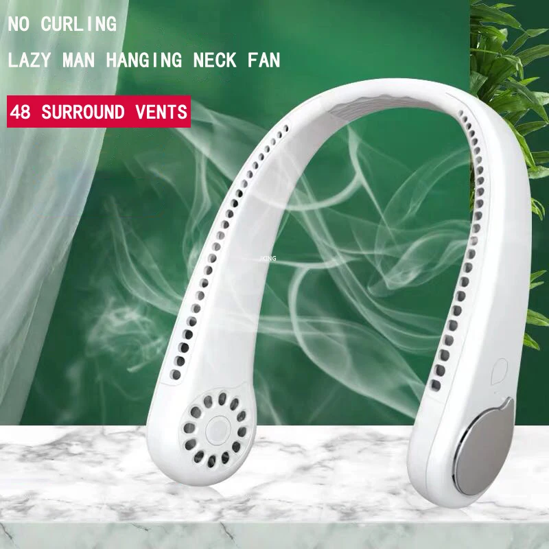 

Hands-free Mini Fans USB Rechargeable Dual Fans Air Cooler Summer Portable 1800mA Hanging Neck Fan Universal For Office Home Car
