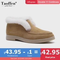 taoffen women ankle boots cow suede plush fur warm winter shoes ladies fashion short boots female footwear size 35 41