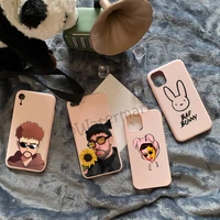 bad bunny phone case for iphone 11 12 13 pro max mini xs xr x 8 7 6s 6 plus pink candy colors funda