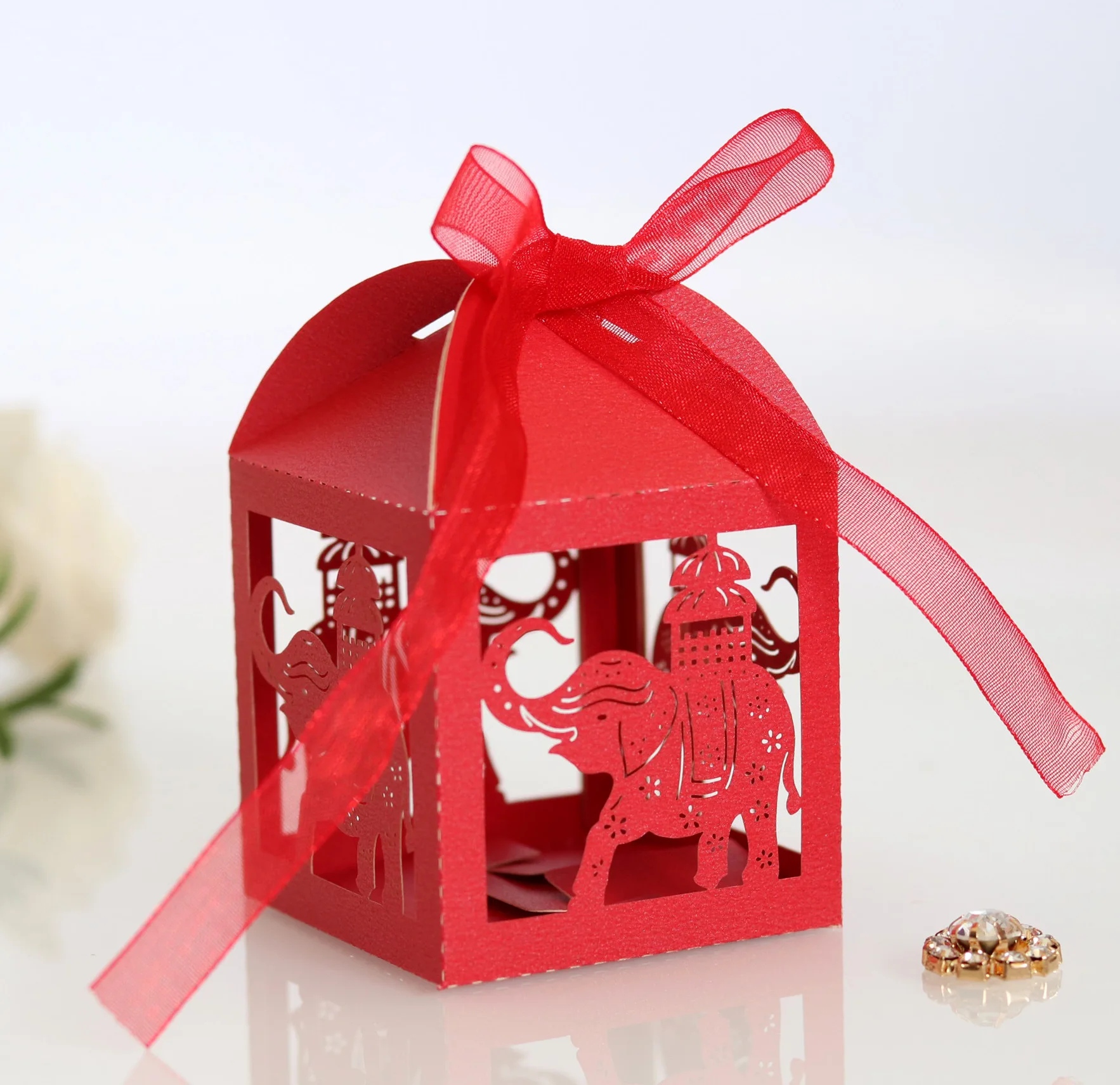 Белые пустотелые Слоны лазерная резка подарочные коробки маленькие для