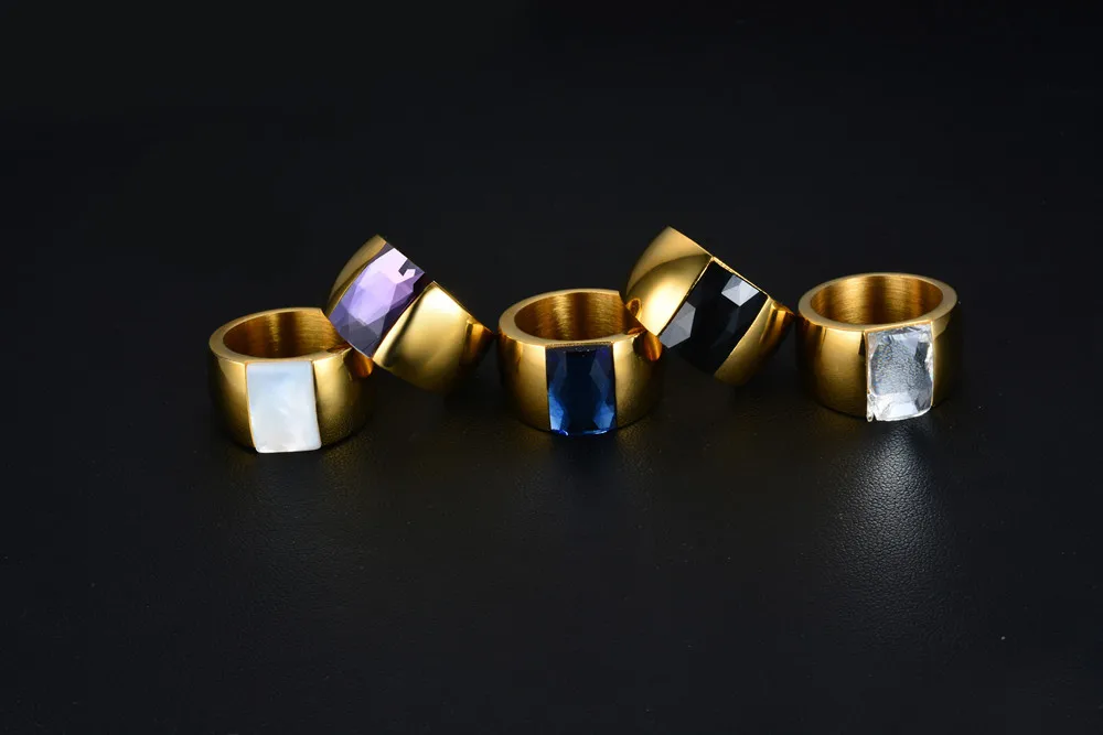 

Wholesale Finger Stainless Steel Rings Fashion Jewelry Multicolor Color Crystal Rings Anniversary Engagement Party Wedding
