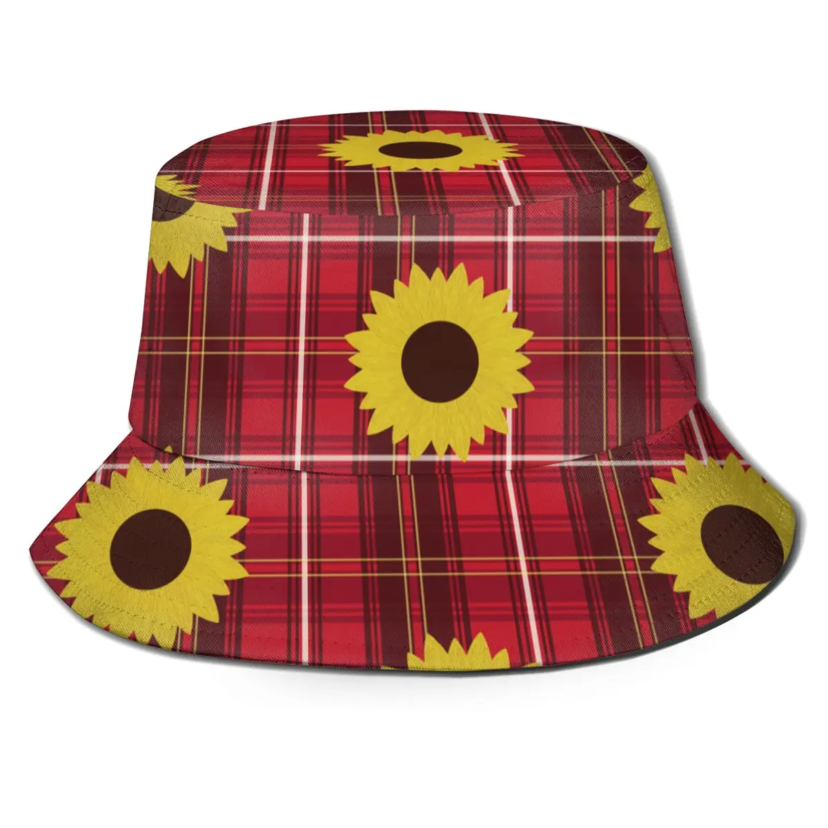 

Панама унисекс, ветрозащитная, в клетку, с рисунком подсолнуха