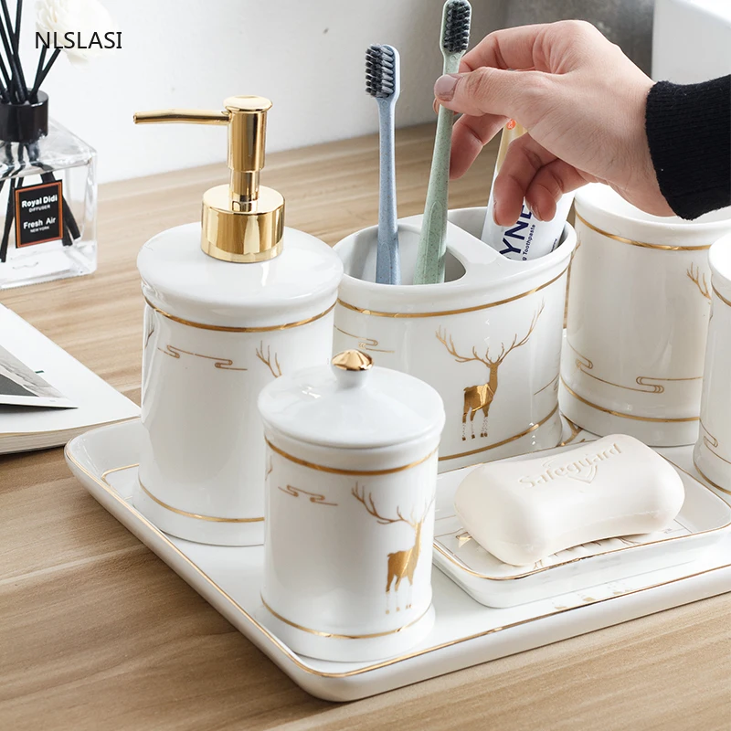 Светильник роскошный керамический комплект для ванной комнаты из 5 предметов в