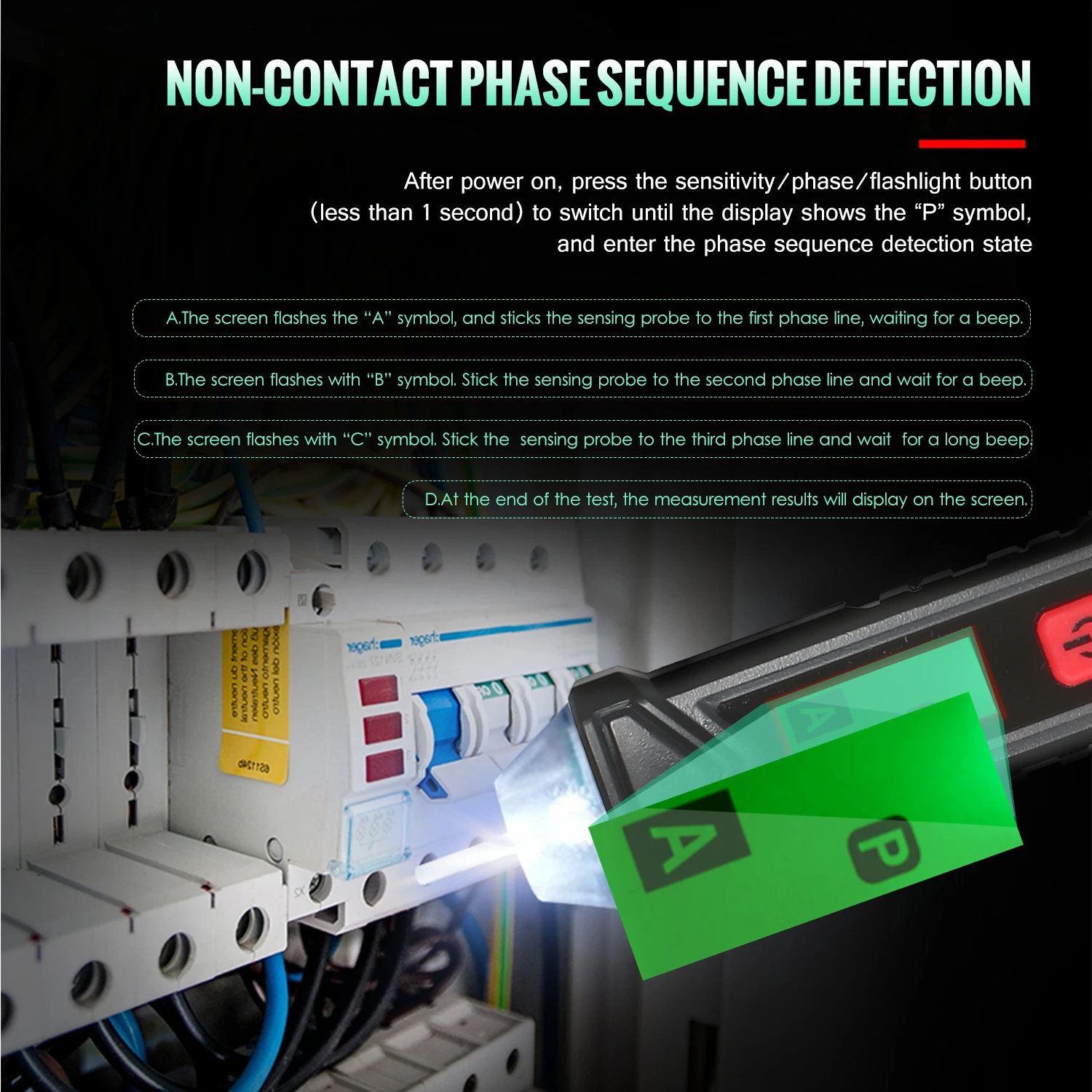 

HABOTEST HT100P Non-contact Test Pencil LCD Digital Voltage Tester AC Phase &Voltage Detector Portable NCV Pen-type Electroscope
