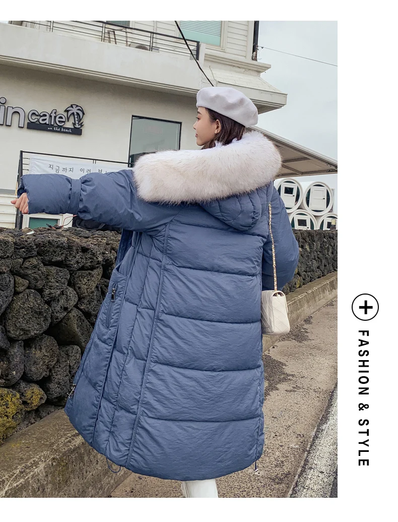 Шикарная длинная шуба с капюшоном Winter Down Coat хлопковая куртка