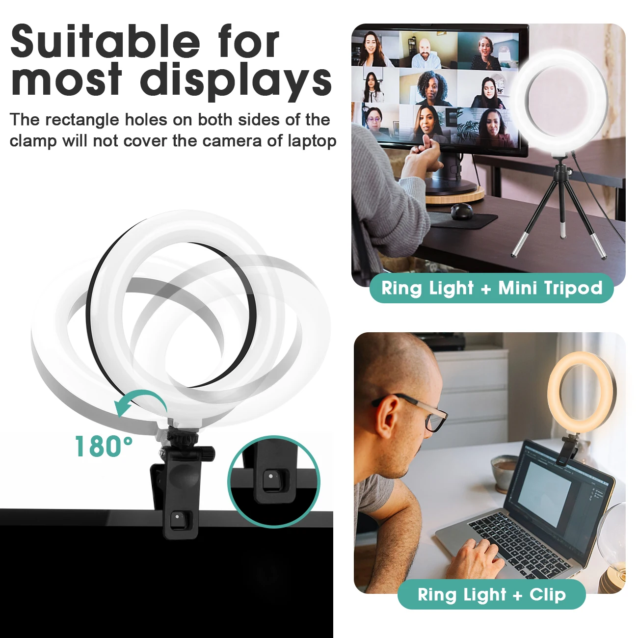 Кольцевой светильник для селфи светодиодный видеоконференции 2 шт. в упаковке со