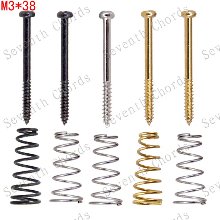 

8 Pcs Electric Bass Guitar Pickup Mounted Adjust Height Screws and Conical Springs M3*38mm - Silver & Black & Gold for choose