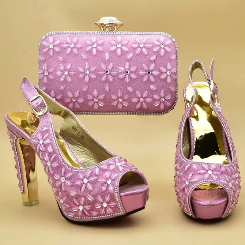 

New Design Elegant Women Shoes And Bag Set Fashion African High Heels 12CM Shoes And Bag Set For Wedding Party Size 37-42
