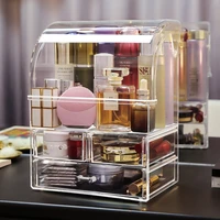 transparent dustproof cosmetic storage box desktop shelf skin care products makeup brush finishing acrylic dressing table