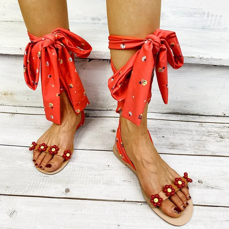 

2021 New Beach Banquet Sandals Women Summer Feet Lace Shoes Ladies Fashion Beach Floral Casual Corner Gladiator Sandals