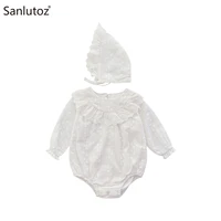 sanlutoz autumn solid baby girls bodysuits long sleeve princess toddler girls clothing with hat